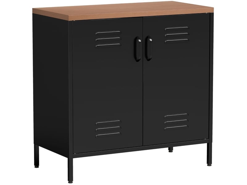  Buffet 80x40x80 cm 2 portes métal noir  - Conforama A