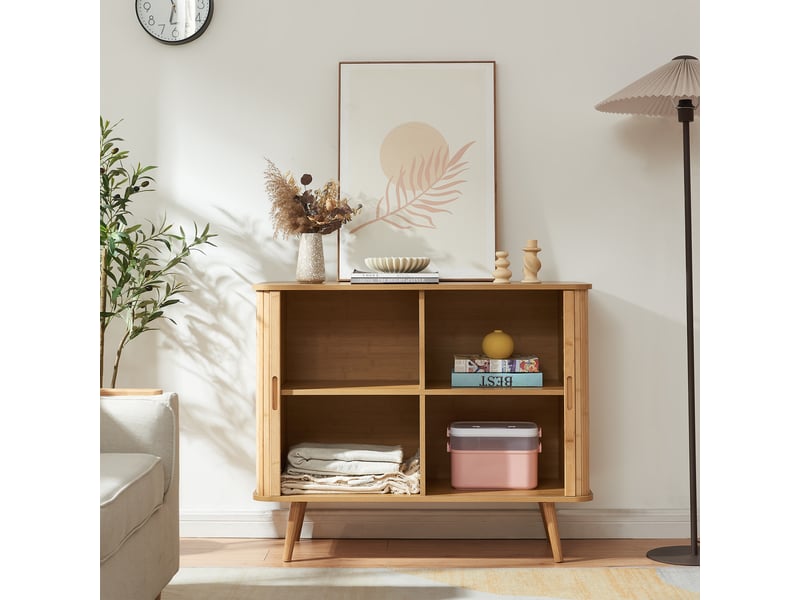 Meuble d’appoint nordkapp 100 x 40 x 80 cm bambou naturel [en.casa]  - Conforama E