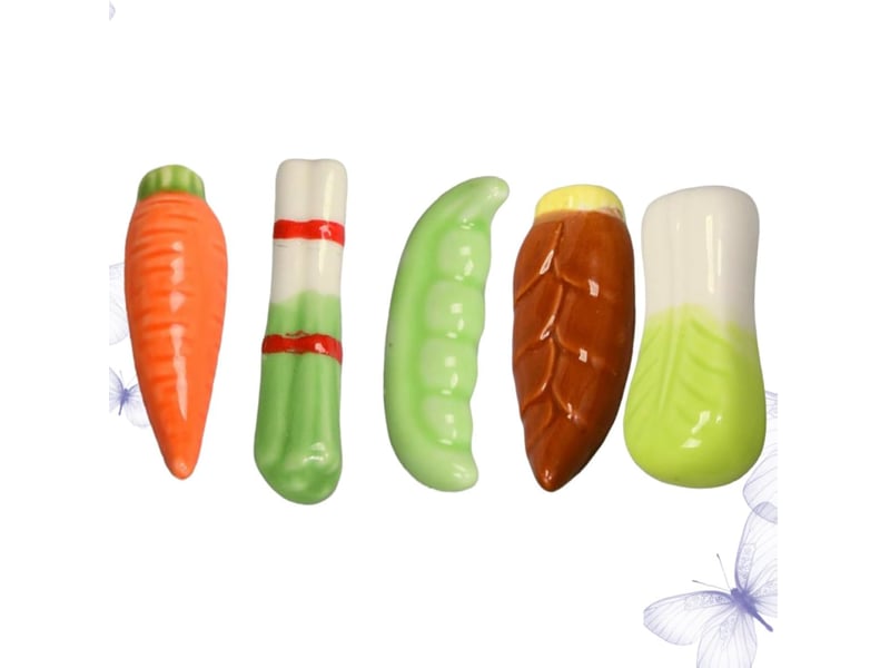 Support pour cuillère et fourchette en céramique 5pcs repose-baguettes légumes de chou, carottes, lentilles, oignons verts pour décoration - Conforama C