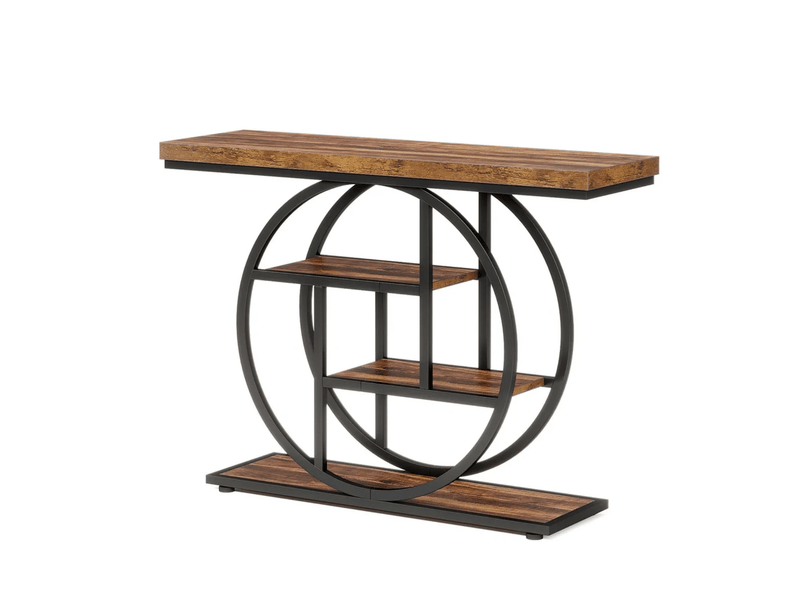 Console avec 4 niveaux et plateau épais, style industriel, structure en métal, pour entrée et salon, 105 × 30 × 80 cm  - Conforama A