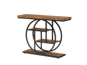 Console avec 4 niveaux et plateau épais, style industriel, structure en métal, pour entrée et salon, 105 × 30 × 80 cm