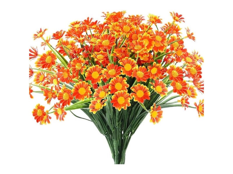  Daisy artificielle - fleur synthétique pour décoration intérieure et extérieure - bouquet de 6 pièces avec tiges flexibles et feuillage vert dense  - Conforama A