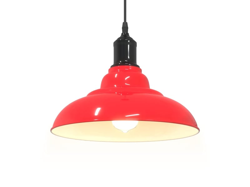  Lampe suspendue, suspension luminaire réglable hauteur e27 rouge brillant ø31cm métal  - Conforama E
