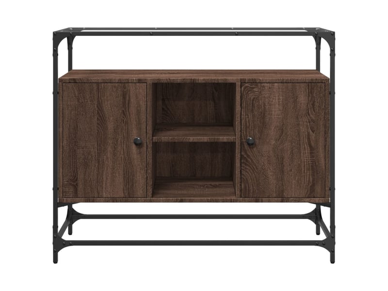  Buffet - bahut - meuble de rangement avec dessus en verre chêne marron bois d'ingénierie  - Conforama D