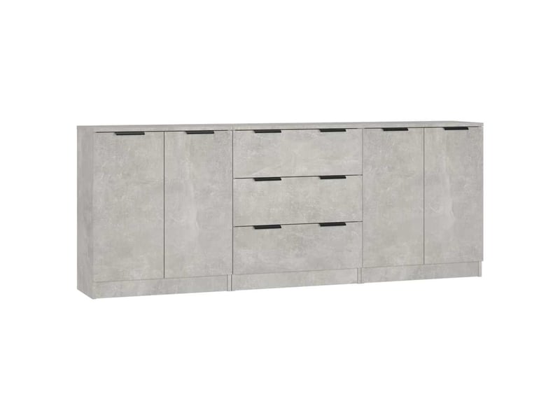  Buffets 3 pcs - bahut - meuble de rangement gris béton bois d'ingénierie  - Conforama A