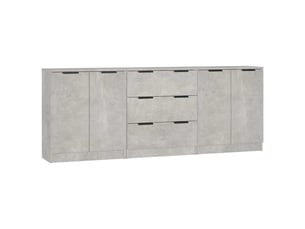 Buffets 3 pcs - bahut - meuble de rangement gris béton bois d'ingénierie