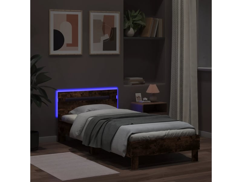Lit simple- lit adulte - cadre de lit sans matelas avec lumières led 100x200 cm - Conforama C