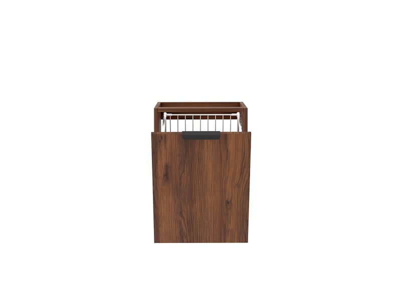  Meuble sous vasque suspendu avec panier à linge luna effet noyer warmia 120 cm  - Conforama R