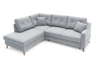 Canapé d'angle gauche convertible BOBOCHIC SWEDEN 5 places Tissu Gris clair