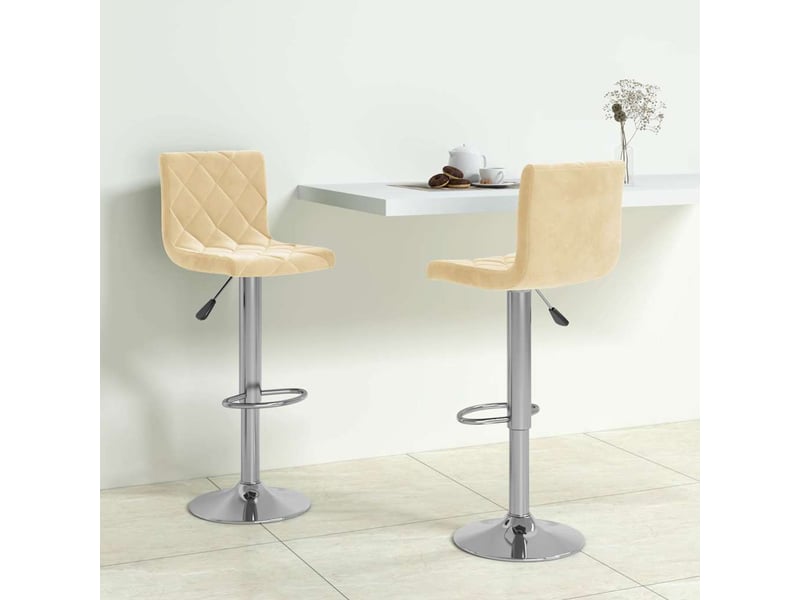  Lot de 2 tabouret de bar, chaise de bar crème velours shl3105  - Conforama B