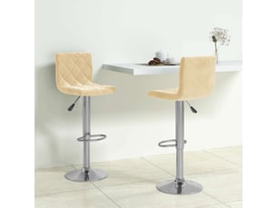 Lot de 2 tabouret de bar, chaise de bar crème velours shl3105