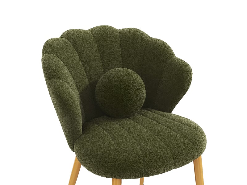  Lot de 4 chaises de salle à manger 60x62,5x83 cm en tissu bouclé vert, pieds dorés  - Conforama D
