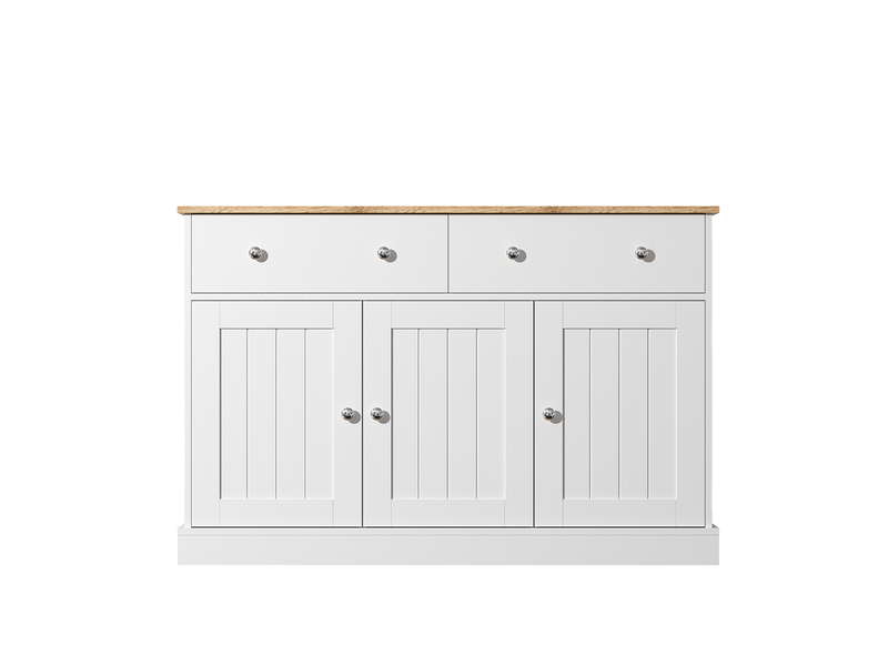  Buffet haut moderne gravé – finition texturée, rangements spacieux, séjour – 160 x 45 x 180 cm  - Conforama A