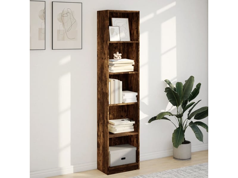  Bibliothèque, étagère de rangement chêne fumé 40x24x176 cm bois d'ingénierie  - Conforama C