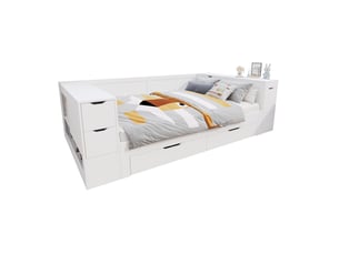 Lit coffre 140x190 cm <strong>HOMVRA</strong>  <strong></strong> coloris blanc