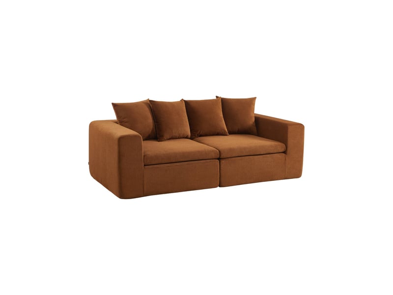  Canapé modulable tissu chenille 3 places terracotta - movi  - Conforama A
