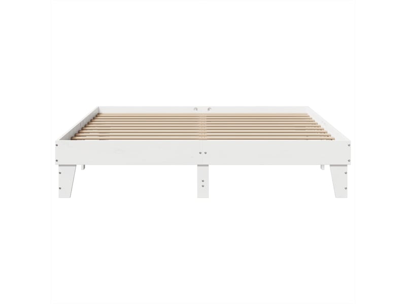  Lit double- lit adulte -  cadre de lit sans matelas blanc 200x200 cm bois massif de pin  - Conforama C