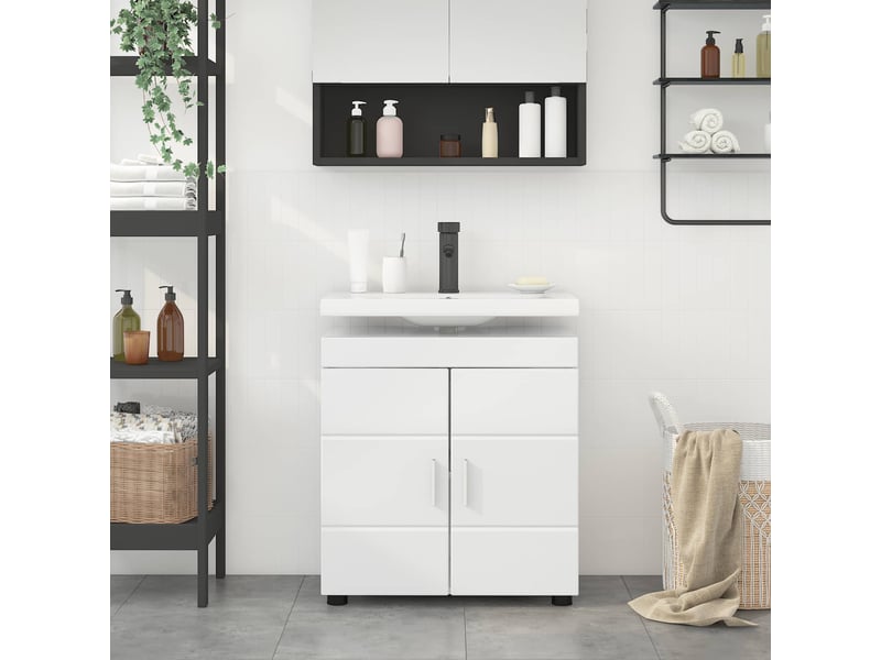  Ensemble d'armoire de salle de bain tulum blanc brillant cf62969  - Conforama D