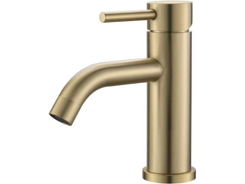 Mitigeur de lavabo - robinet de salle de bains monocommande, robinet à tiroir en céramique à faible bruit, corps en acier ioxydable, or  - Conforama A
