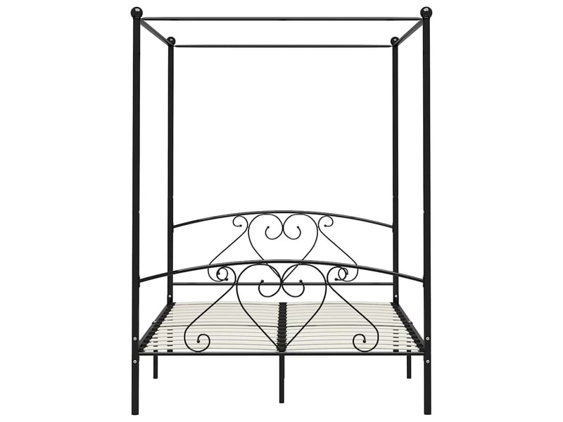  Lit adulte, lit double, cadre de lit sans matelas avec baldaquin noir 160x200cm métal cf10980  - Conforama C