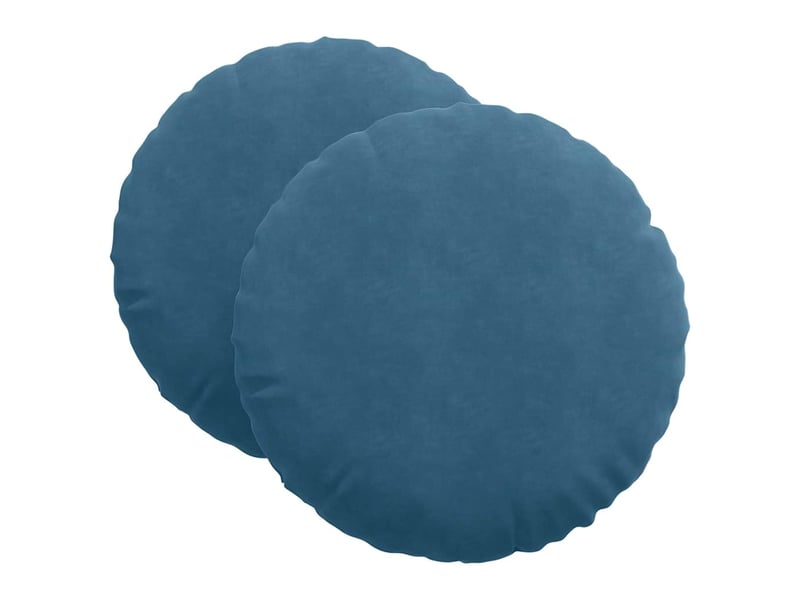  Lot de 2 coussins de siège, coussins décoratifs velours bleu ø60 x 21 cm cf59881  - Conforama A