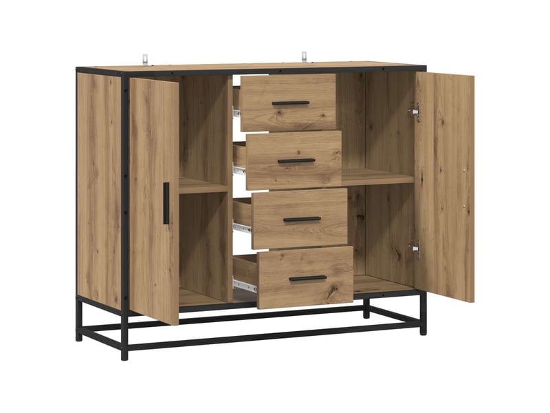 Buffet - bahut - meuble de rangement chêne artisanal 92 x 35 x 76 cm bois d'ingénierie  - Conforama D