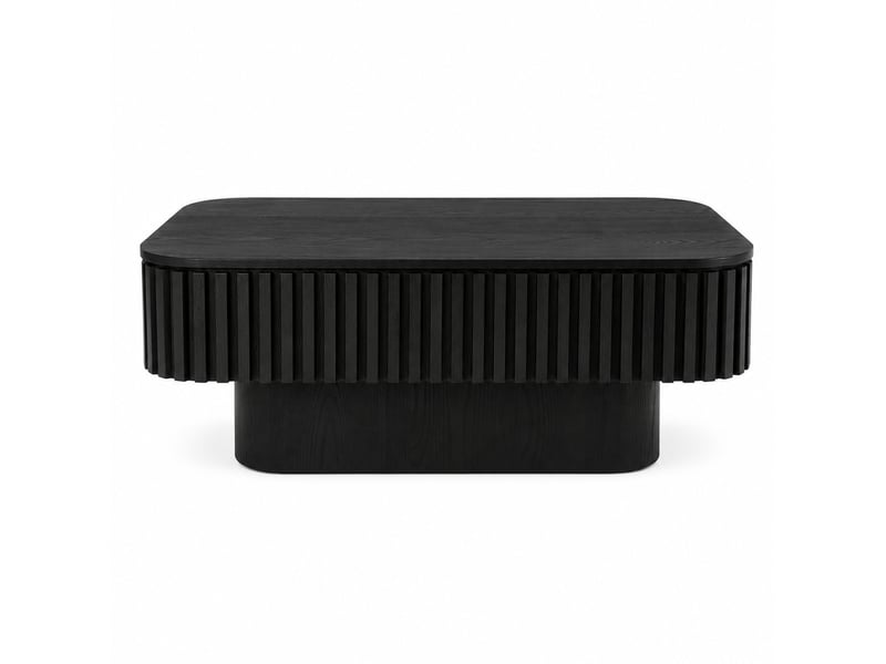  Table basse rectangulaire à rangement caché 98x60x35 cm mdf noir  - Conforama A