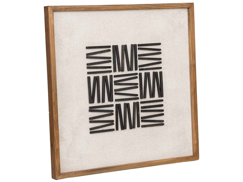 Tableau en bois recyclé fait main relief noir et blanc 62x4x62 cm h - Conforama A