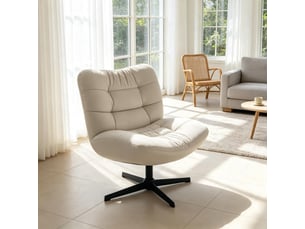 Fauteuil lounge pivotant en chenille, assise généreuse, large dossier rembourré, 1 pièce