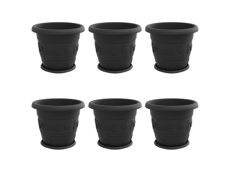 Jardinière - pots de plantes 6 pcs noir ø 34 x 28 cm plastique - Conforama A