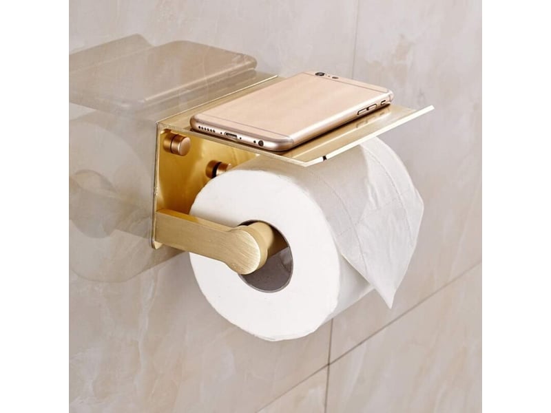  Porte papier toilette multifonction doré, support téléphone mural en alliage aluminium 13x11.5x8cm – rw  - Conforama E