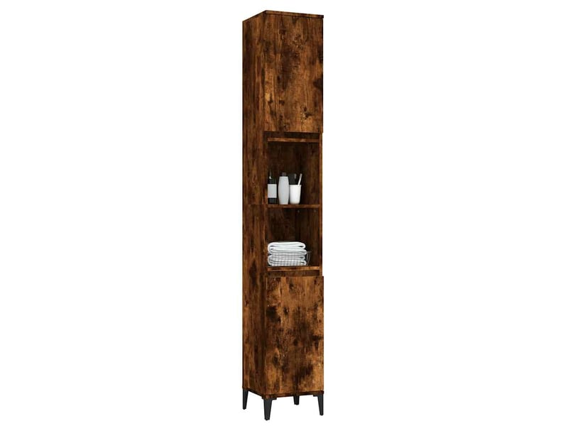  Amoire de salle de bain chêne fumé 30x30x190cm bois d'ingénierie shl8287  - Conforama E