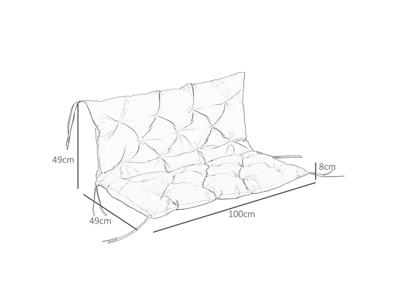  Coussin de banc 3 places 100x98x8 cm noir en polyester, assise et dossier avec 6 liens, intérieur extérieur  - Conforama C