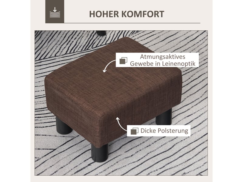  Repose‑pied rembourré en tissu, petit pouf tabouret d'appoint avec pieds plastique pour salon  - Conforama D