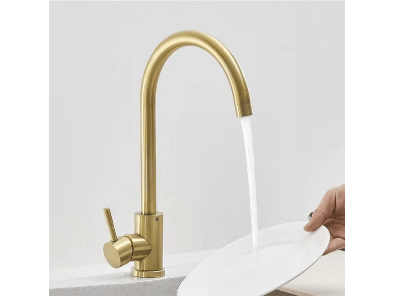  Robinet de salle de bain, mitigeur lavabo pivotant à 360°, mitigeur à bec haut, petit robinet de cuisine, or brossé  - Conforama B