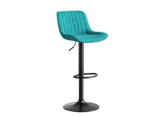 Lot de 4 tabourets de bar réglables,47x46 cm,pivotants,velours,bleu