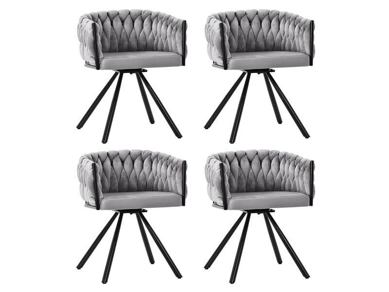  Lot de 4 chaises de salle à manger pivotantes en velours gris  - Conforama A
