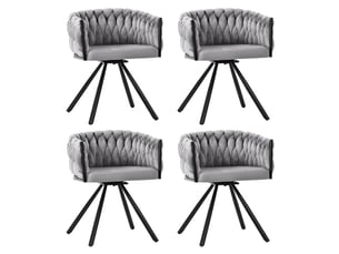 Lot de 4 chaises de salle à manger pivotantes en velours gris