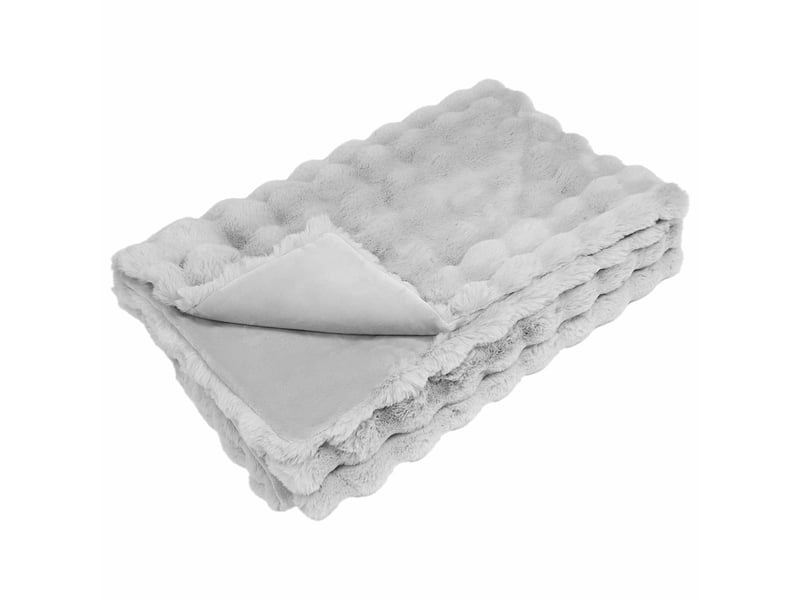  Couverture décorative, couverture antidérapante en fausse de lapin 4 pc gris shl37048  - Conforama E
