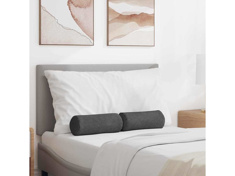  Lot de 2 coussins d'accent, coussins décoratifs, coussins lombaires gris foncé ø 15 x 40 cm cf56735  - Conforama B