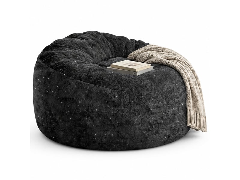  Fauteuil pouf 100x98x61 cm dossier haut courbé noir  - Conforama A