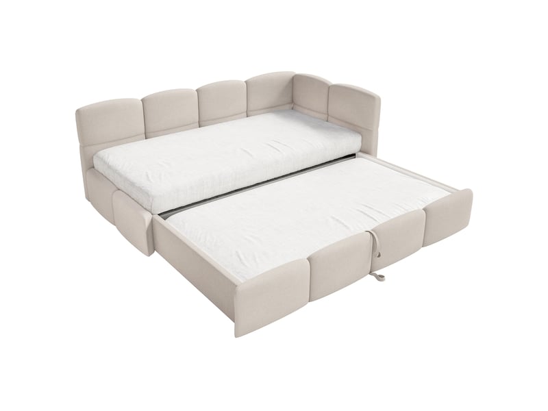  Selsey cloudy - lit rembourré - 170x185 cm - chenille crème - côté droit Cloudy - Conforama D