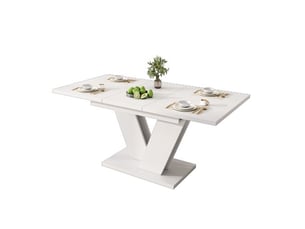 Table de séjour rectangulaire avec allonge blanc - 80x120-160max.cm mdf