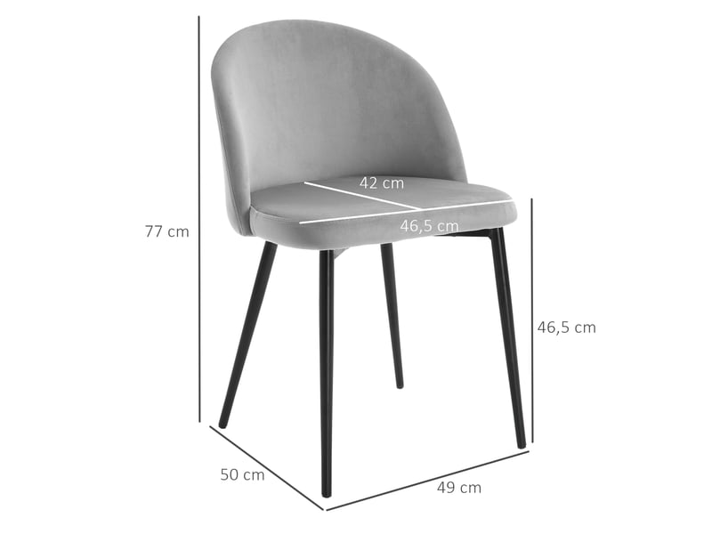  Lot de 4 chaises salle à manger chaise de cuisine scandinave chaise en velours rembourrée avec pieds effilés en métal, pour salon, salle à manger, multicolore  - Conforama C
