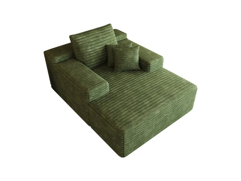  Fauteuil lounge méridienne en velours côtelé, assise profonde en mousse, sans montage, vert, 115 x 159 cm IKSETERA TRADING LTD - Conforama A