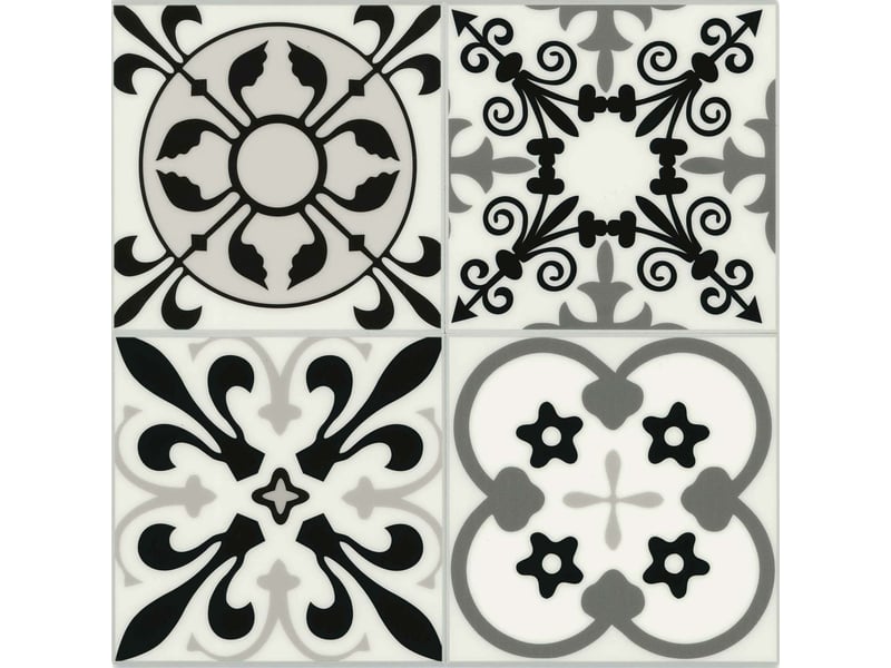  Crédence adhésive murale 3d motifs carreaux de ciment 4 pièces 25x25 cm  - Conforama A