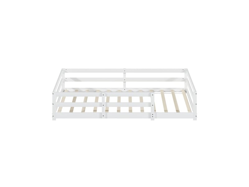  Lit montessori enfant 140x200 cm blanc en bois de pin avec sommier  - Conforama E