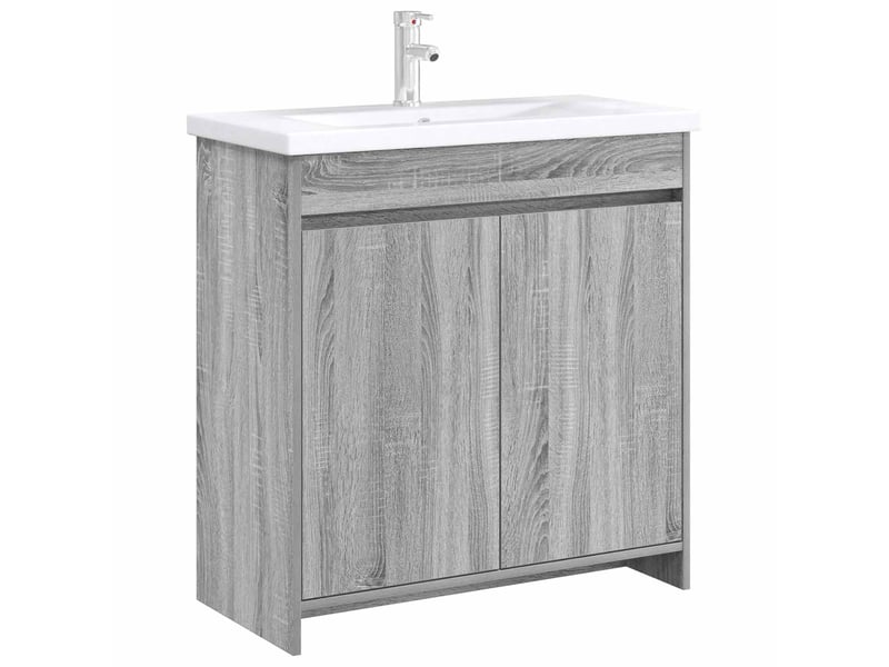  Meuble sous lavabo de salle de bain, commode sonoma gris shl492  - Conforama C