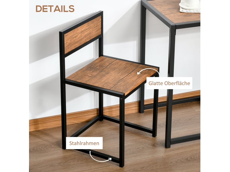 Ensemble table et chaises 90x47x76 cm design industriel mdf naturel  - Conforama E