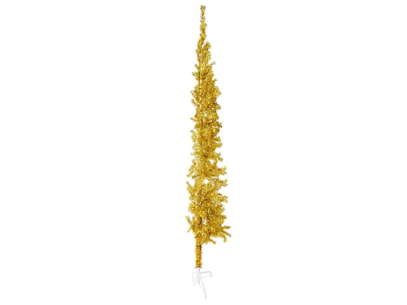  Demi sapin de noël, arbre de noël artificiel mince avec support doré 240 cm  - Conforama D